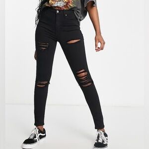 Top Shop Black Distressed Skinny Jeans